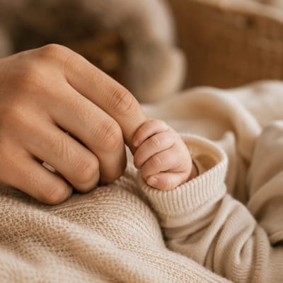 Sa main dans celle de son père